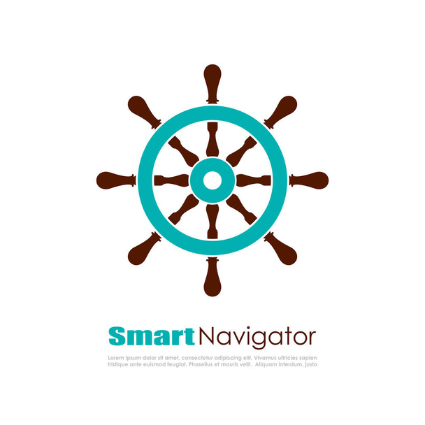 Steering wheel maritime logo - Διάνυσμα, εικόνα