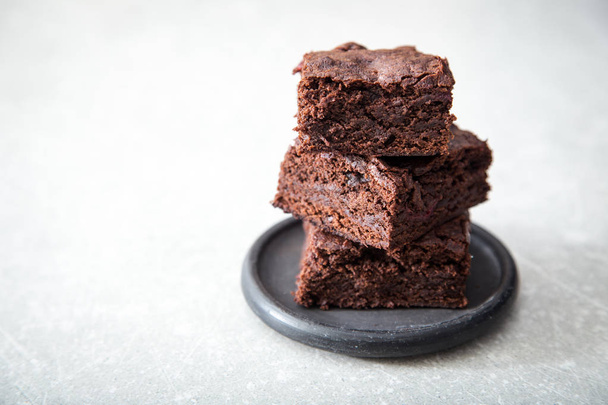 Homemade Delicious Chocolate Brownies. closeup chocolate cake - Foto, Imagem