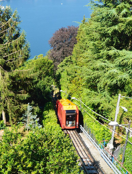 Funicular climbing from Lake Como, amazing view from Brunate, Como, Italy - Photo, Image