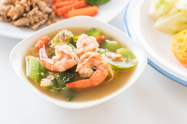Thai Spicy Mixed Vegetable Soup with Prawns  - Fotoğraf, Görsel