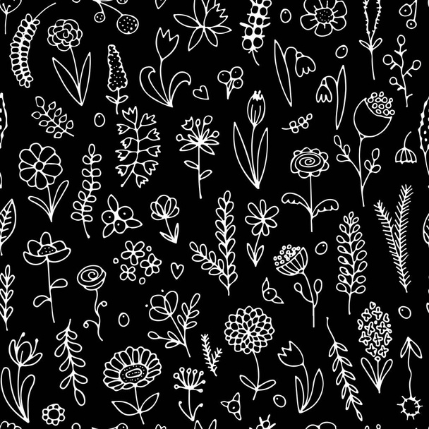 Floral seamless pattern, sketch for your design - Vector, Imagen