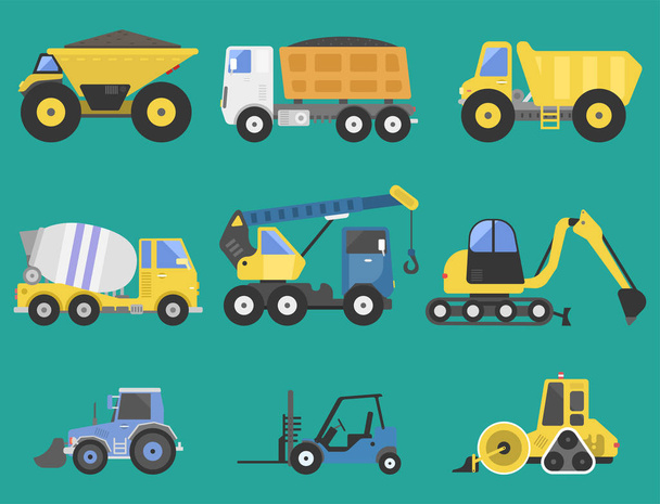 Construction delivery truck transportation vehicle mover road machine equipment vector. - Vector, Image
