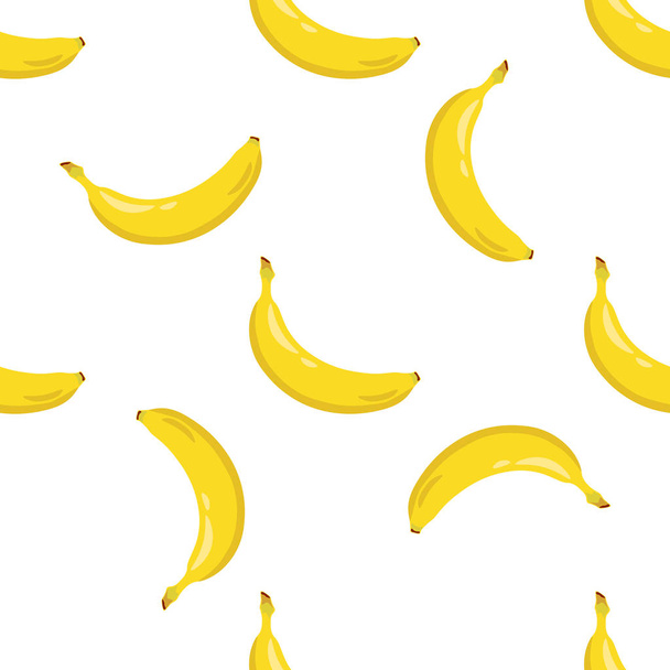 Yellow banana seamless pattern. Sweet tropical fruit. White background. Vector illustration. - Vector, Image