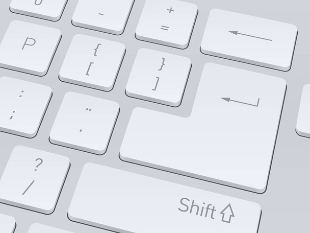 White computer keyboard. Close up image. Vector illustration bac - Vector, Image