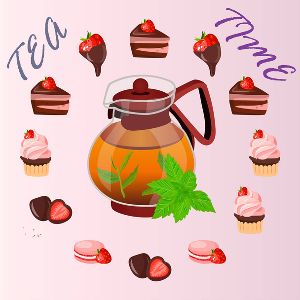 Abbildung der Teekanne - Vektor, Bild
