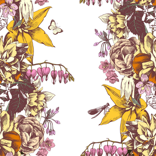 Floral background with garden flowers - Вектор, зображення