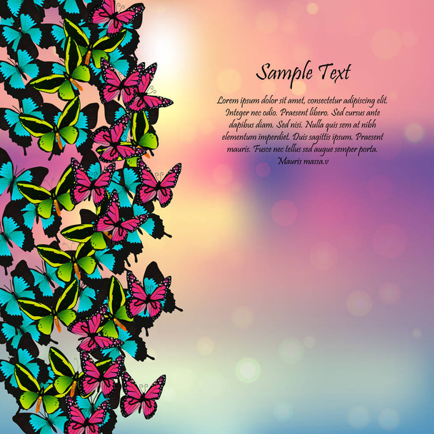 spring background with butterflies - Vector, afbeelding