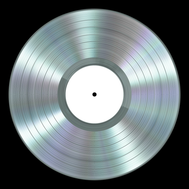 黒い背景に現実的なプラチナ レコード - 写真・画像