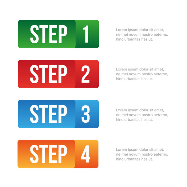 One Two Three Four step - Vector, Image
