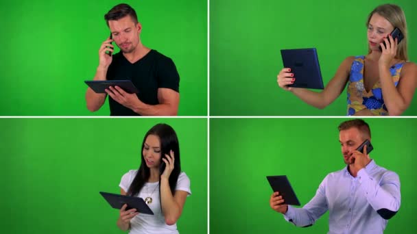 lidé pomocí iPadů a mluví o telefonech  - Záběry, video