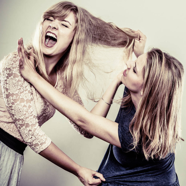 Aggressiivinen hullu naiset taistelevat toisiaan vastaan
. - Valokuva, kuva