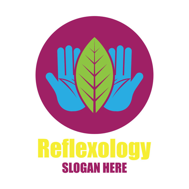 Reflexológia, zóna terápia logó és szöveg adható a szlogen / tagline, vektoros illusztráció - Vektor, kép