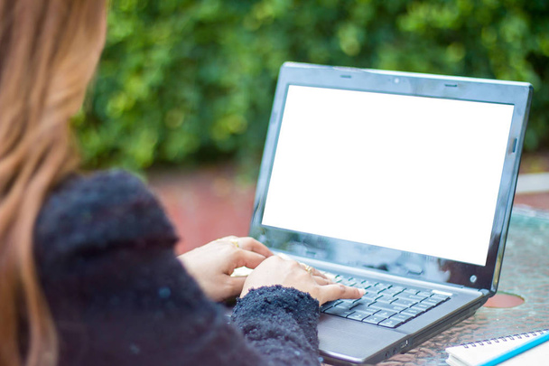 Donna d'affari moderna utilizza un computer portatile
 - Foto, immagini