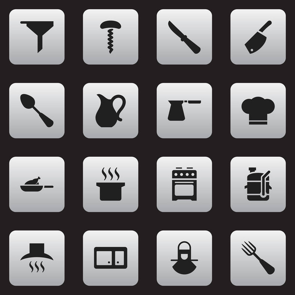 Ensemble de 16 icônes de cuisson modifiables. Comprend des symboles tels que le buffet, cruche, presse et plus. Peut être utilisé pour le Web, mobile, interface utilisateur et infographie
. - Vecteur, image
