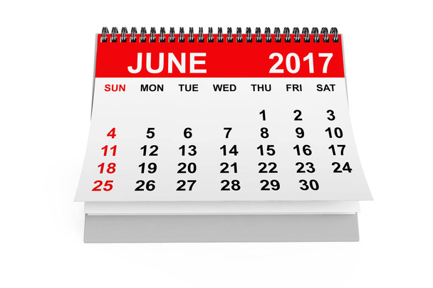 Calendar June 2017. 3d rendering - Photo, Image