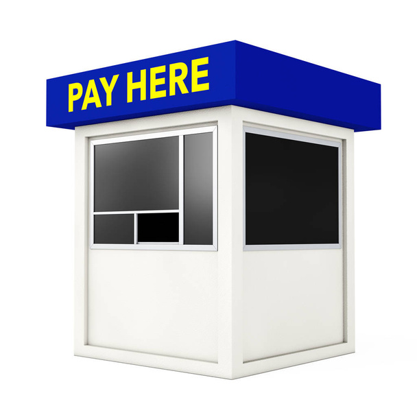 Parking Zone Booth with Pay Here Sign. 3d Rendering - Photo, Image