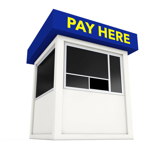 Parking Zone Booth with Pay Here Sign. 3d Rendering - Photo, Image