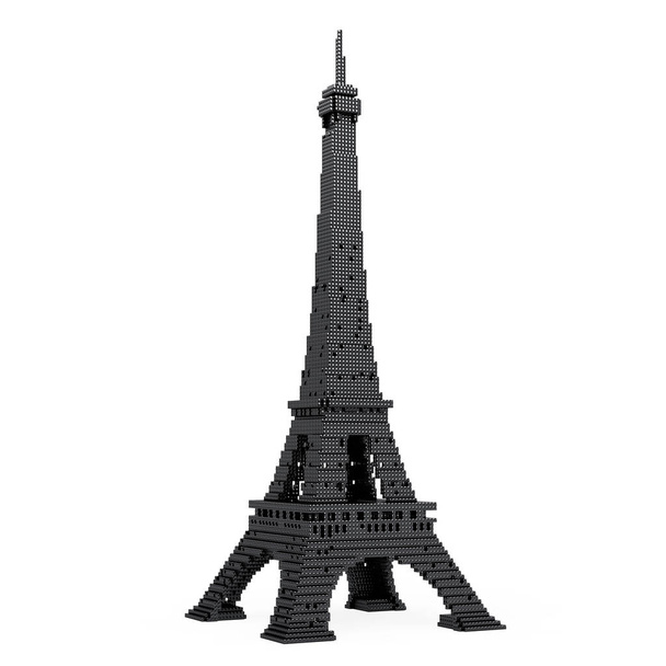 Eiffel Tower in Pixel Art Style. 3d Rendering - Photo, Image