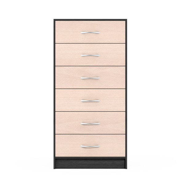 Commode en bois moderne à six tiroirs. Rendu 3d
 - Photo, image