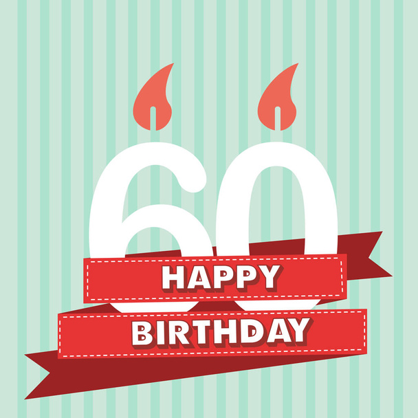 60 anos, vintage feliz aniversário em design plano vetorial
 - Vetor, Imagem