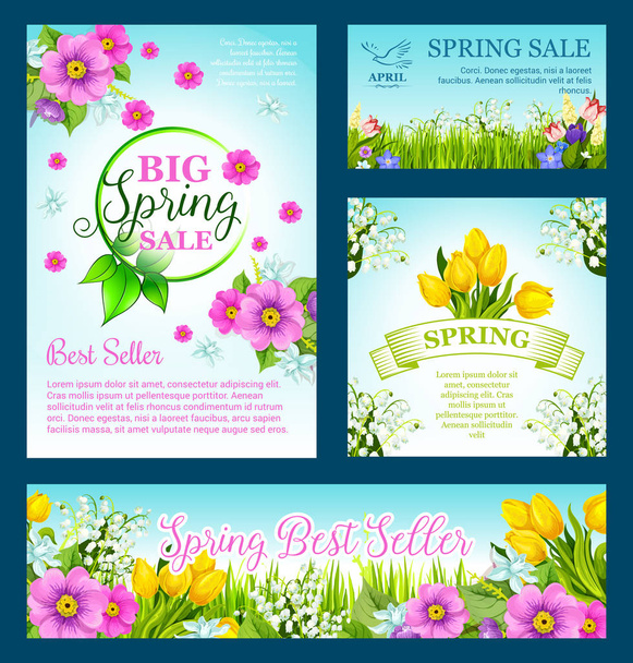 Spring shopping sale vector flowers - Vector, Image