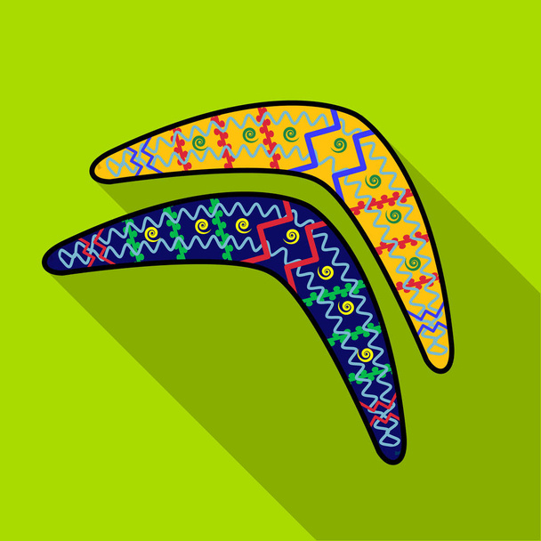 Australian boomerang icon in flat style isolated on white background. Australia symbol stock vector illustration. - Διάνυσμα, εικόνα