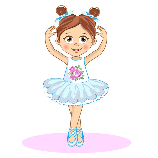Pretty little ballerina. Cute vector girl in pointe. - Vector, Image