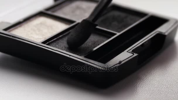 Using eye shadow palette with brush,Gray shades of eyeshadow - Footage, Video