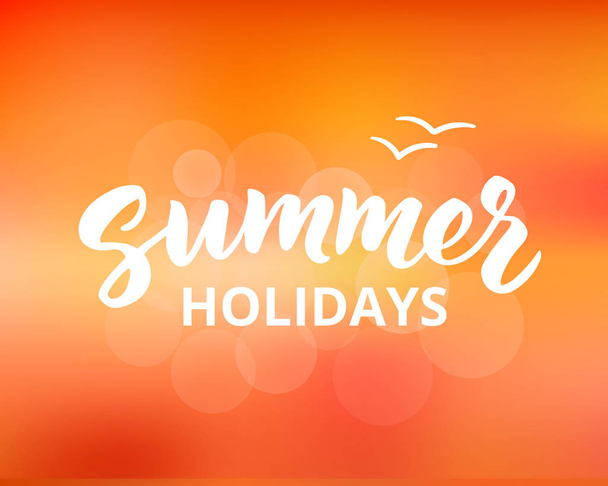 Summer holidays hand drawn brush lettering - Vector, afbeelding