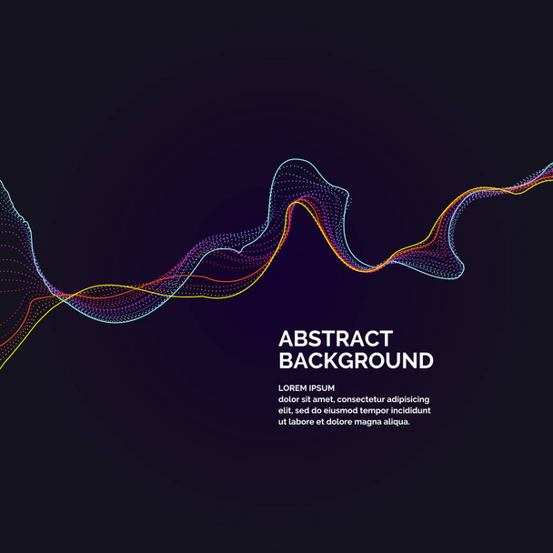 Vektorové abstraktní pozadí s barevnými dynamickými vlnami, linií a částicemi - Vektor, obrázek