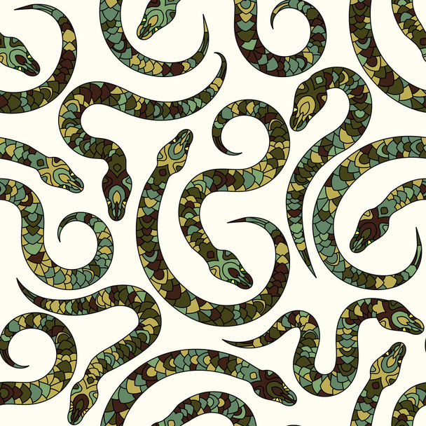 Seamless vector pattern with snakes. - Vector, Image