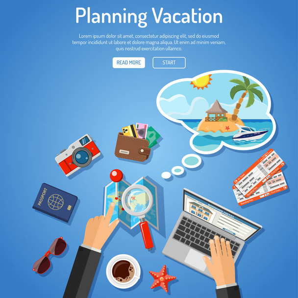 Planificación del concepto de vacaciones
 - Vector, imagen