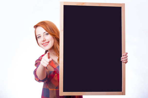  beautiful young woman with empty board - Photo, Image