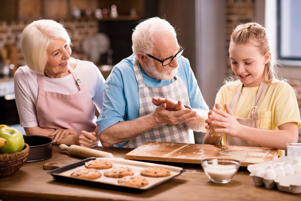 family kneading dough   - 写真・画像