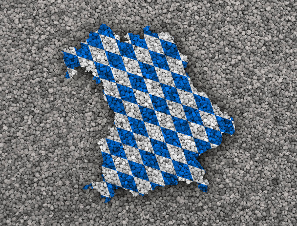 Mapa y bandera de Bavaria en semillas de amapola
 - Foto, imagen