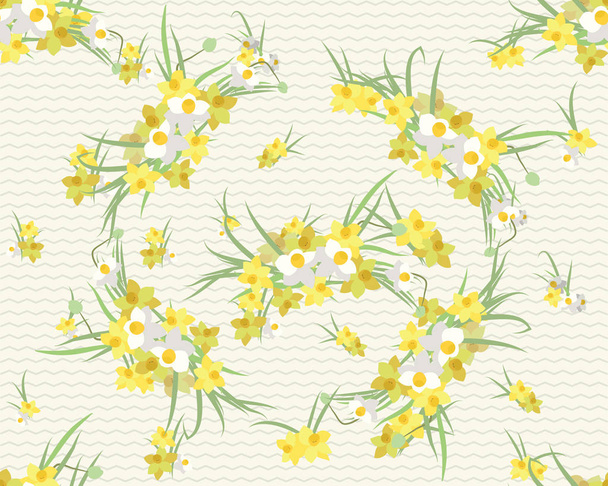 Floral narcissus retro vintage background - Διάνυσμα, εικόνα