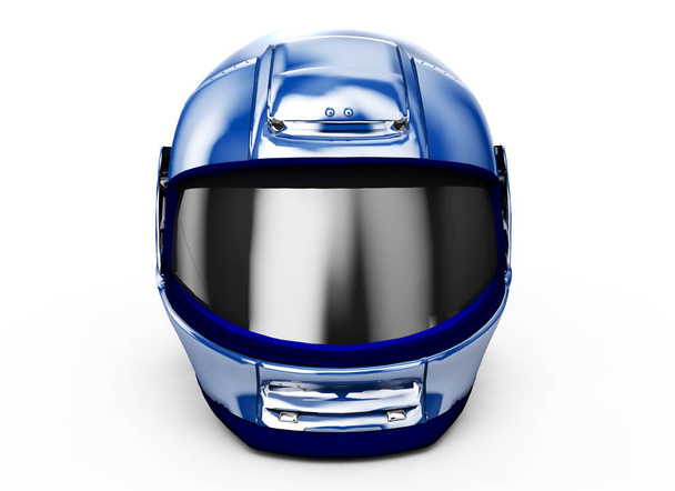 High resolution 3d render blue moto helmet. - Zdjęcie, obraz