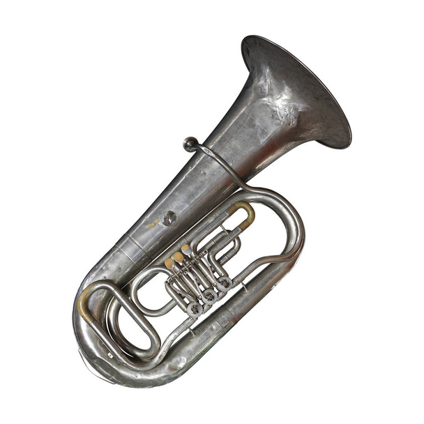 Музыкальный инструмент - винтажная туба. Isolated
 - Фото, изображение