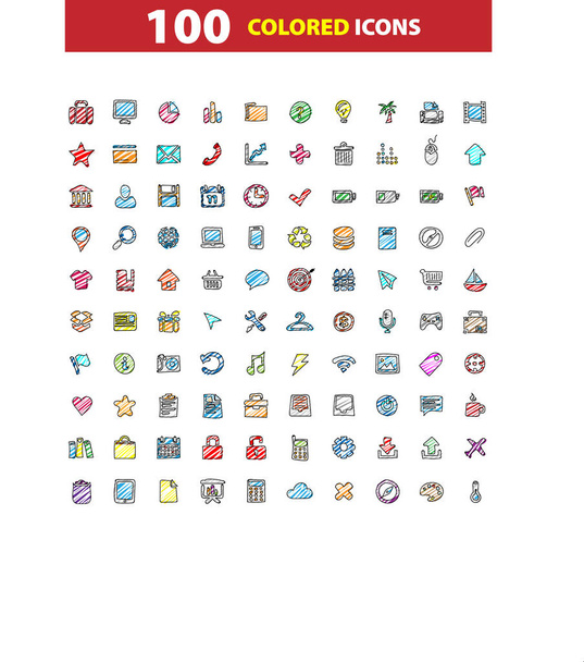 100 webové ikony set, značky, vektorové ilustrace. - Vektor, obrázek