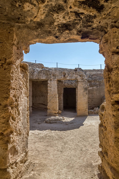 Interior of ancient remains of the Tombs of the Kings at Paphos, - Fotografie, Obrázek
