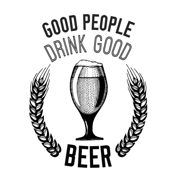 Beer quote Hand drawn vector image with quote about beer, lager, stout, ale - Вектор, зображення