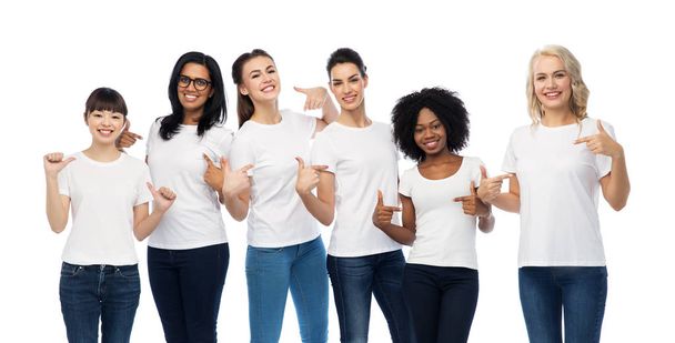 international group of women in white t-shirts - Φωτογραφία, εικόνα