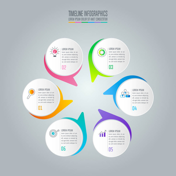 Infographic üzleti koncepció a 6 lehetőségek. - Vektor, kép