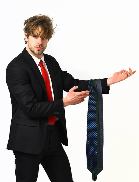 Bearded macho stylish man in elegant suit with ties - Φωτογραφία, εικόνα