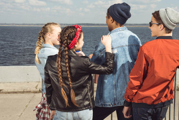 teenagers posing in skateboard park  - Photo, Image
