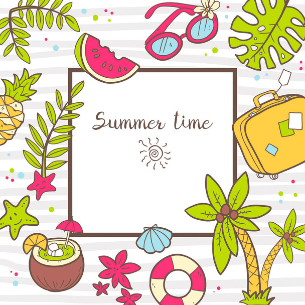 Summer time Square frame - Vector, Image