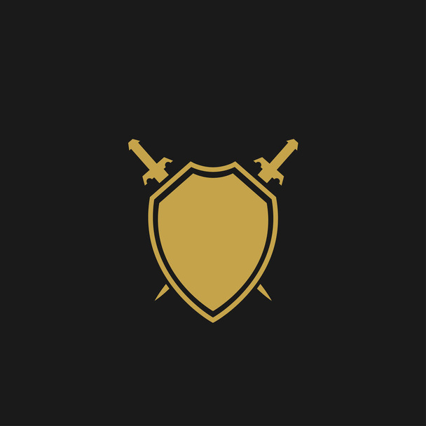 escudo con espadas - Vector, imagen