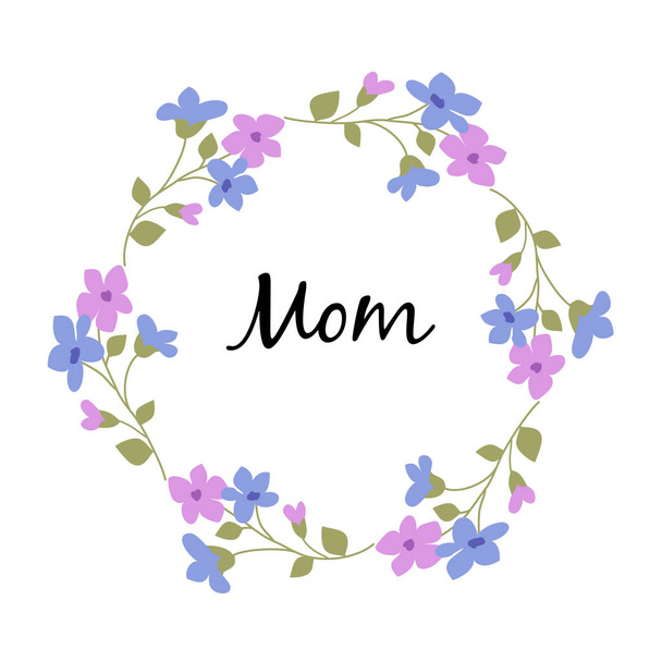 Mom word with flowers - Vector, Image