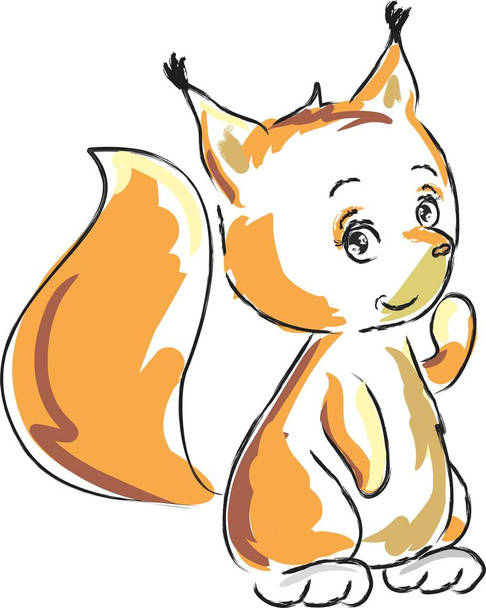 baby squirrel fluffy orange tail - Vector, afbeelding