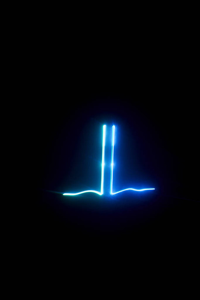 Laserový paprsek modré na černém pozadí  - Fotografie, Obrázek